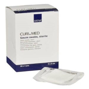 Curi-med compresses gaze stériles 5x5 cm 17 fils 2u/sac (100)