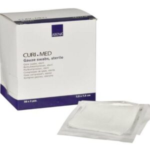 Curi-med compresses gaze stériles 7,5x7,5 cm 17 fils 2u/sac (100)